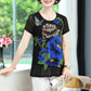 Women's Elegant Chiffon Short Sleeve Floral Print T-Shirt