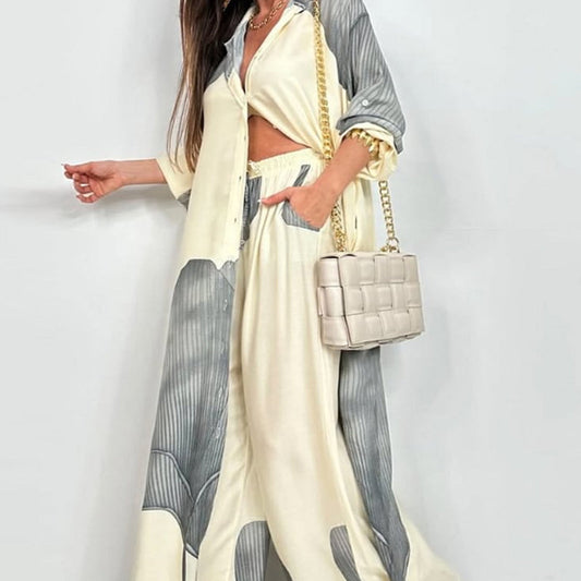 🌼Full Button Down Long Shirt & Drawstring Pants Set