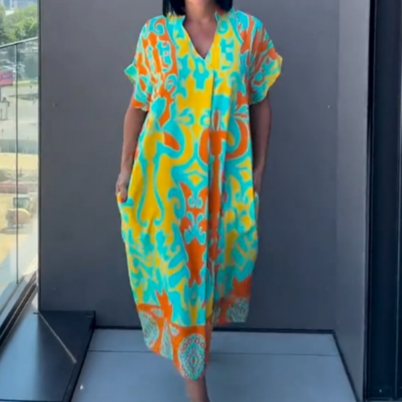 👗Women's Casual Elegant Printed V-Neck Dress