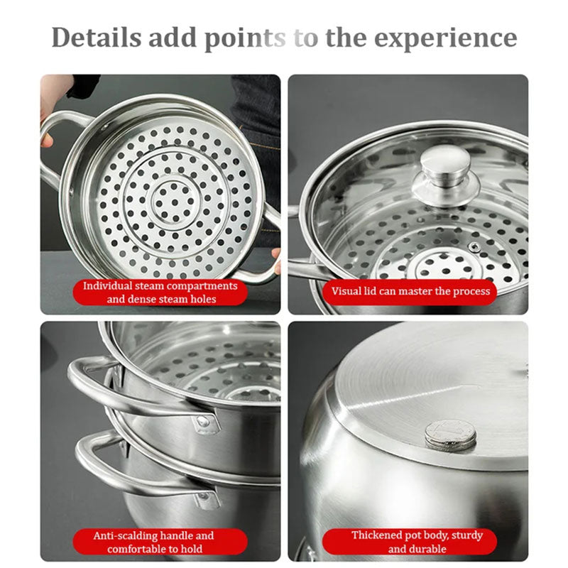 🔥Free Shipping🔥Stainless Steel Multifunctional Double-Layer Pot & Steamer
