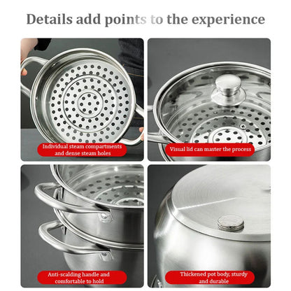 🔥Free Shipping🔥Stainless Steel Multifunctional Double-Layer Pot & Steamer