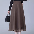 High-Waisted Tulle Midi Skirt, One-Piece Mesh Skirt
