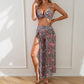 Women's Stylish 3-piece Swimsuit with Bra/ Panties/ High-slit Pants