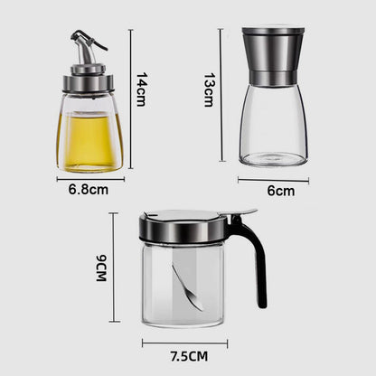 Glass Spice Organizer Set with Rotating Rack