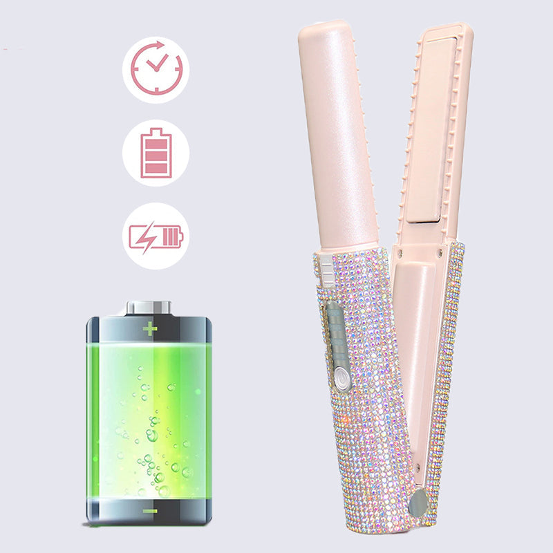 🔥50% OFF🔥 Long-Lasting Straightening & Curling Hair Iron with Gorgeous Rhinestone