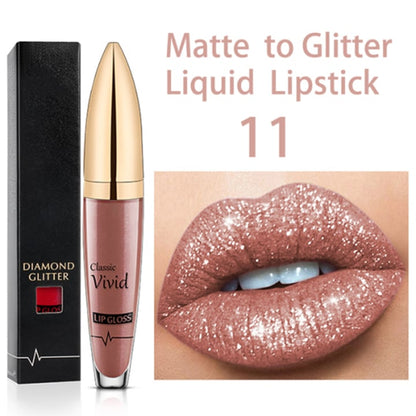 Flash Sale：Buy 1 Get 1 Free!⚡Diamond Lip Gloss Matte To Glitter Liquid Lipstick Waterproof