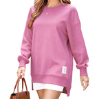 🔥2025 HOT SALE🔥 Long Sleeve Pullover Zipper Slit Casual Sweatshirt Dress