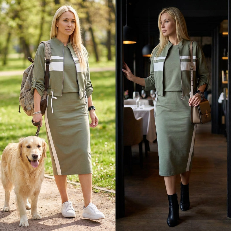 💖 Women's Stand Collar Jacket & Dress Set❄️