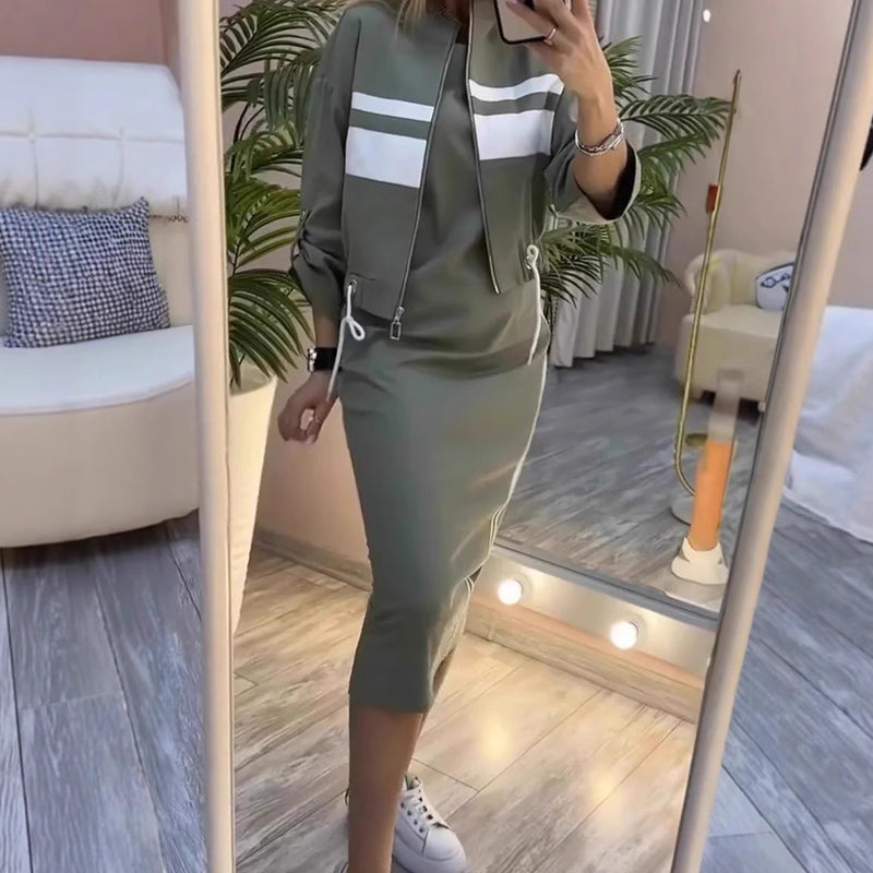 💖 Women's Stand Collar Jacket & Dress Set❄️