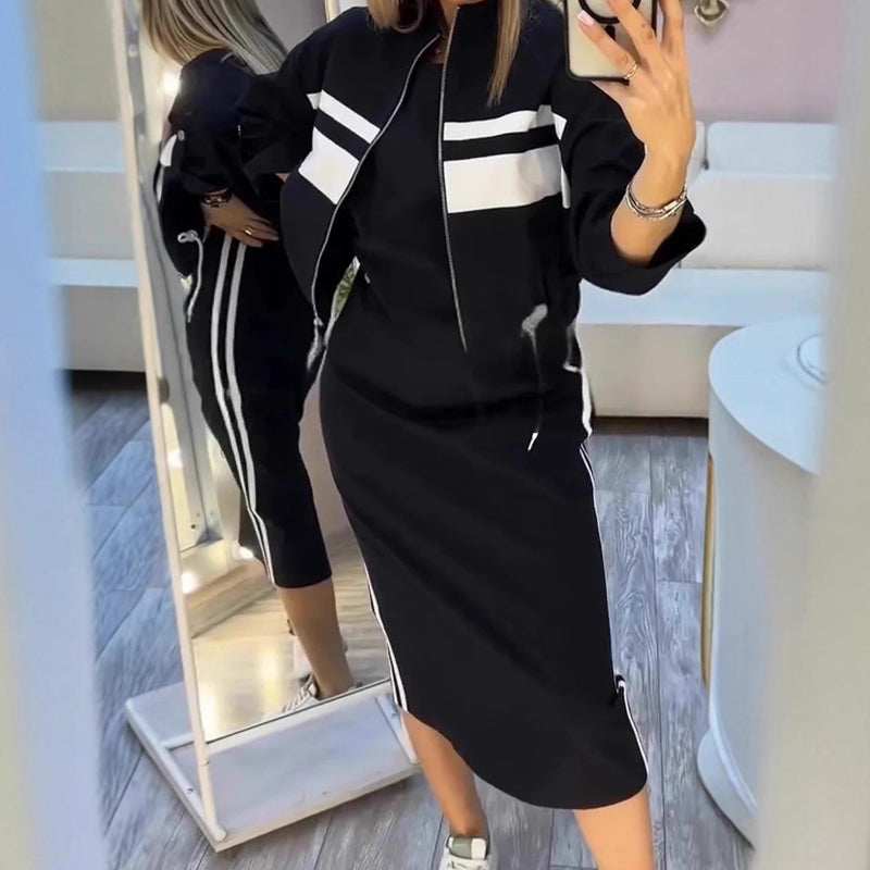 💖 Women's Stand Collar Jacket & Dress Set❄️