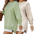 🔥2025 HOT SALE🔥 Long Sleeve Pullover Zipper Slit Casual Sweatshirt Dress