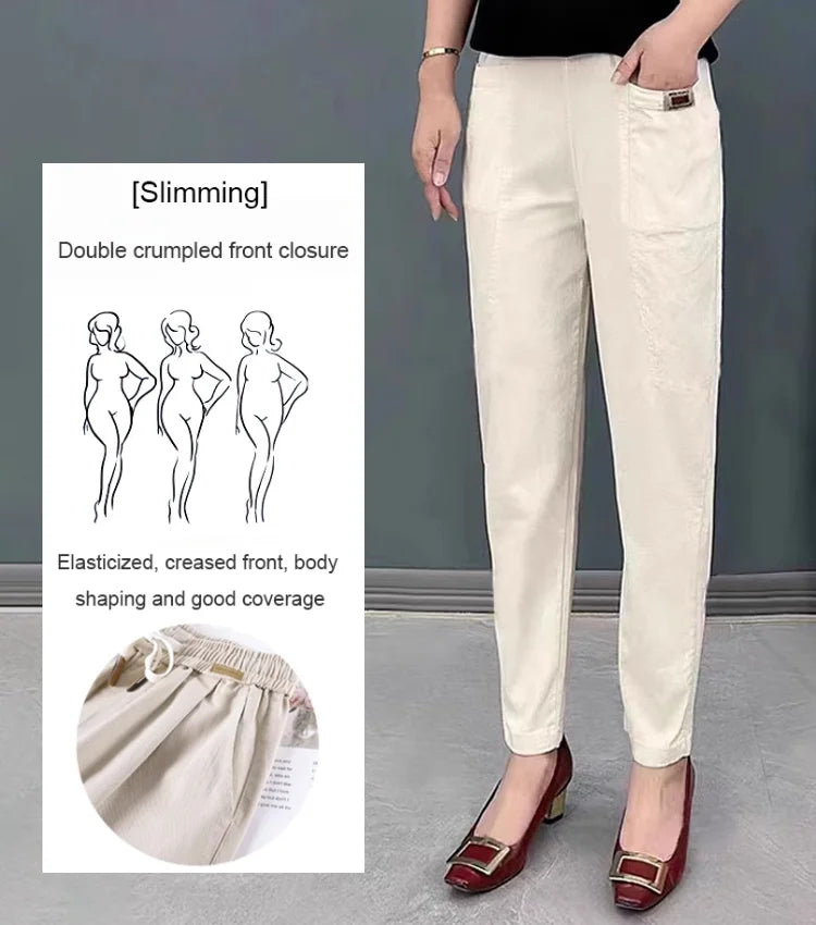 🔥50% OFF🔥Nice Gift-Women's Elastic Waist Cotton Pants