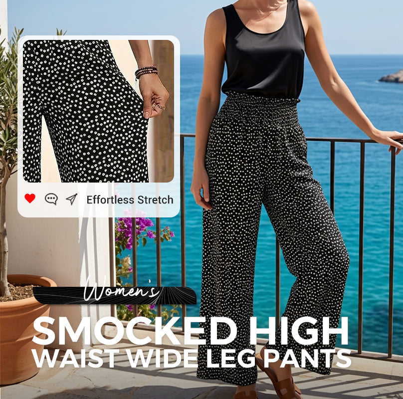 Women's Smocked High Waist Wide Leg Pants👖