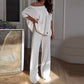 💥 Casual One Shoulder Top & Pants Two Piece Set for Women