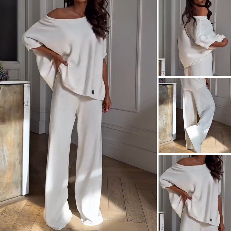 💥 Casual One Shoulder Top & Pants Two Piece Set for Women