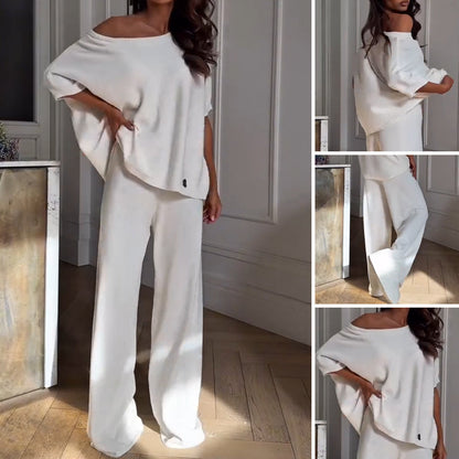 💥 Casual One Shoulder Top & Pants Two Piece Set for Women
