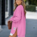 🔥2025 HOT SALE🔥 Long Sleeve Pullover Zipper Slit Casual Sweatshirt Dress