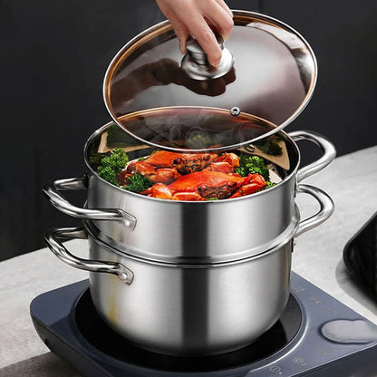 🔥Free Shipping🔥Stainless Steel Multifunctional Double-Layer Pot & Steamer
