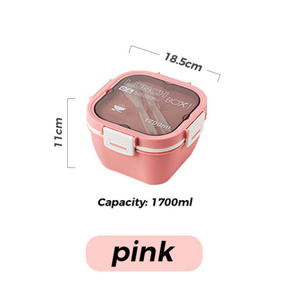 1200ml/1700ml Lunch Box with Spoon & Fork - Microwave Safe
