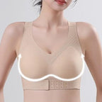 Women’s Beige Wireless Bra, Soft Breathable Non-removable Moulded Cups, Yoga Fitness Sportswear for Gym & Daily Training
