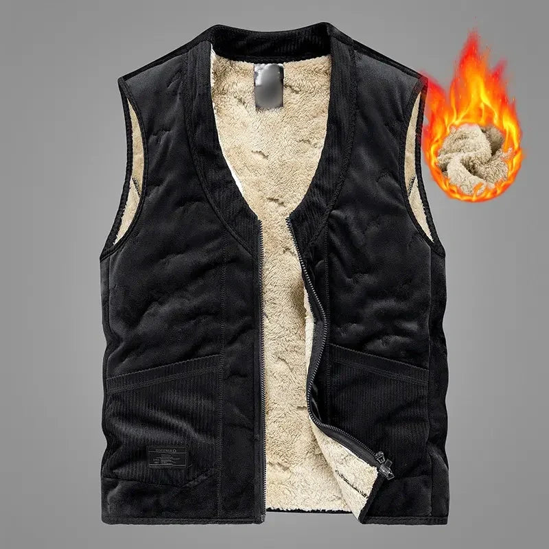 Men's Trendy Warm Solid Color Vest with Zipper