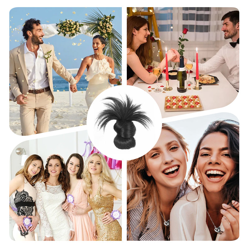 🎁 Clip-on Feathered Bun Wig