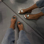 Flat Sandals With Clear Rhinestones For Women💖