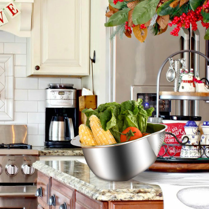 Multi-functional Cutting and Draining SUS 304 Bowl