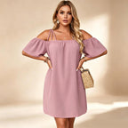 👗 Women's Elegant Solid Color Mini Dress