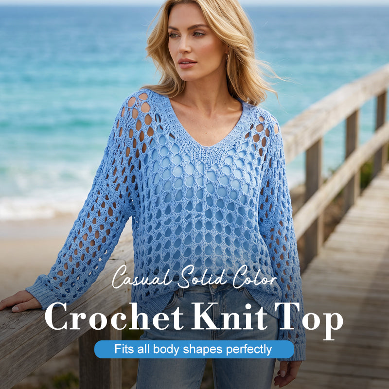 🌸New Arrival🌸Women’s Casual Solid Color Crochet Knit Top