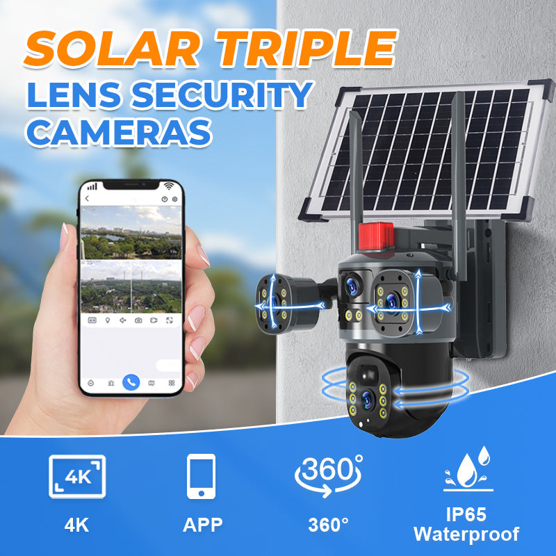 🎥 Triple-Lens Solar 360° Dome Camera✈️ free shipping