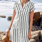 Women's Striped Button-Down Shirt Dress