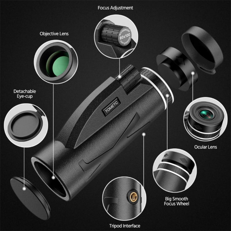 🎉Hot Sale🎉80x100 Monocular Telescope with Smartphone Adapter & Tripod