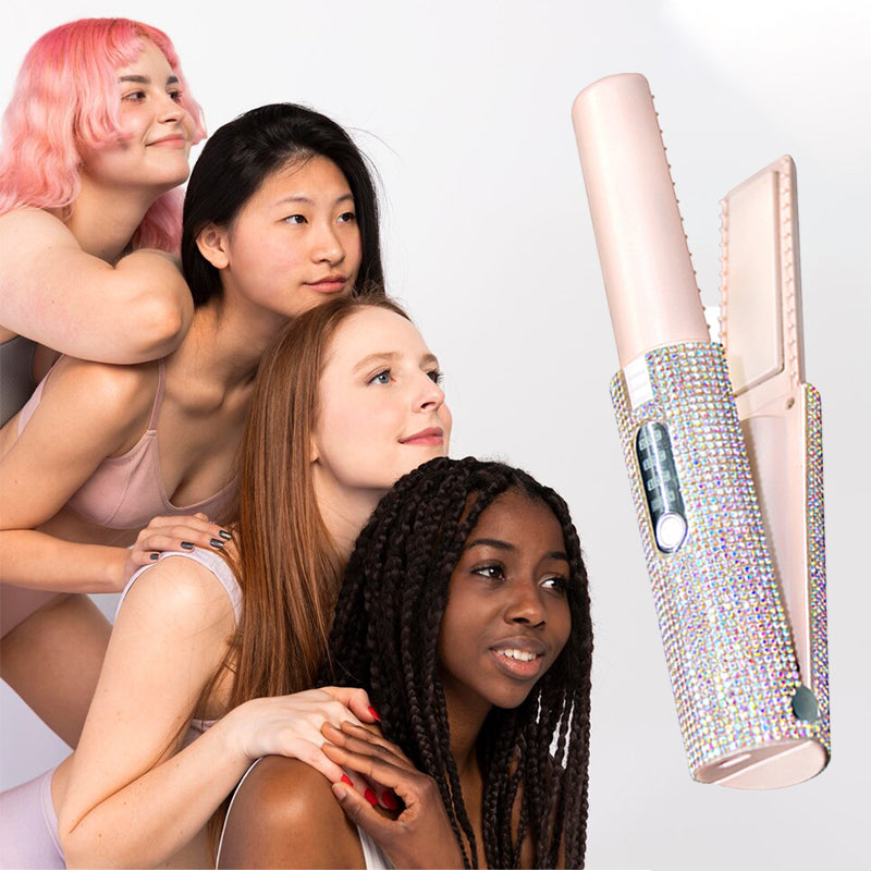 🔥50% OFF🔥 Long-Lasting Straightening & Curling Hair Iron with Gorgeous Rhinestone