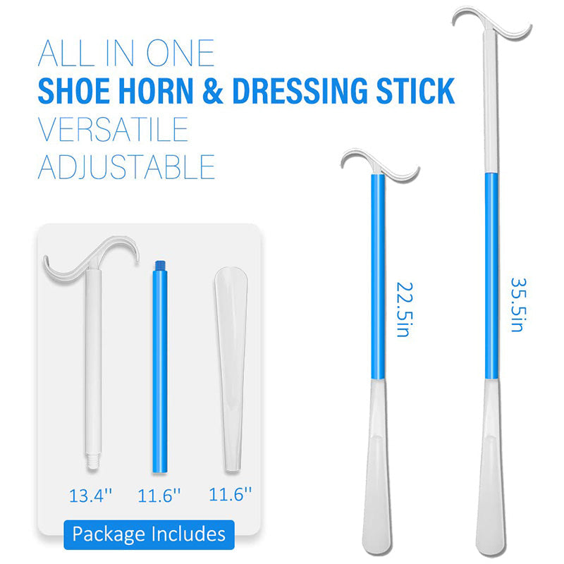 Adjustable Long Shoe Horn with Sock Remover for Seniors