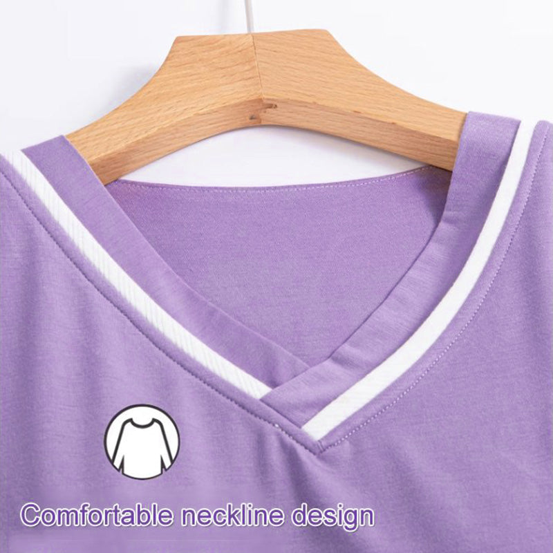 🔥30% OFF🔥Loose V-Neck Pajamas Set with Chest Pads
