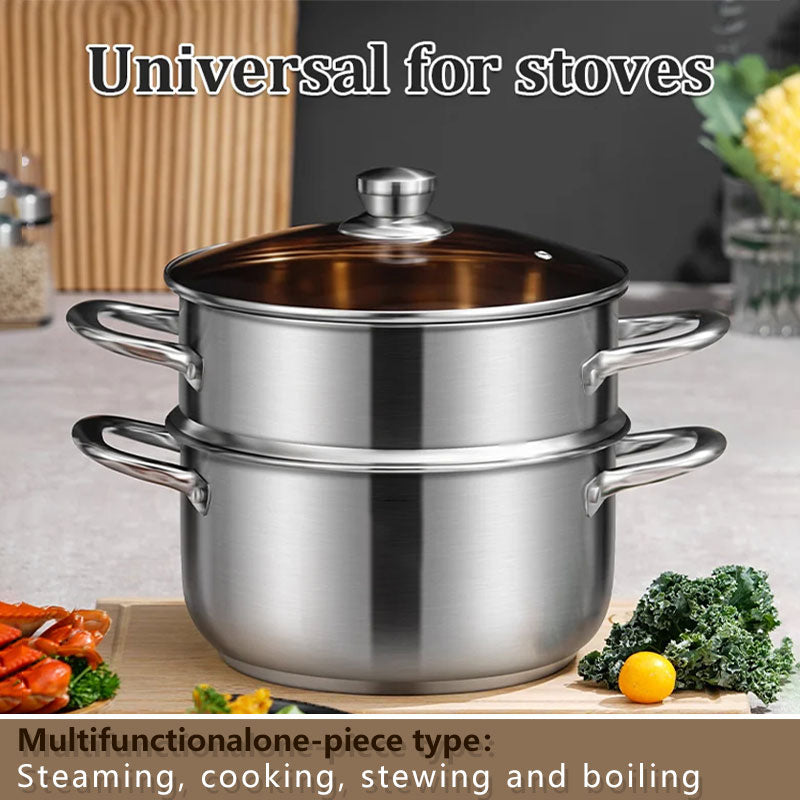 🔥Free Shipping🔥Stainless Steel Multifunctional Double-Layer Pot & Steamer
