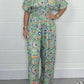 Women's V-Neck Printed Short-Sleeve Jumpsuits