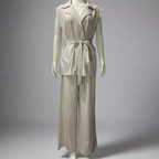 Sleeveless Lapel Top High Waisted Pants 2-Piece Set