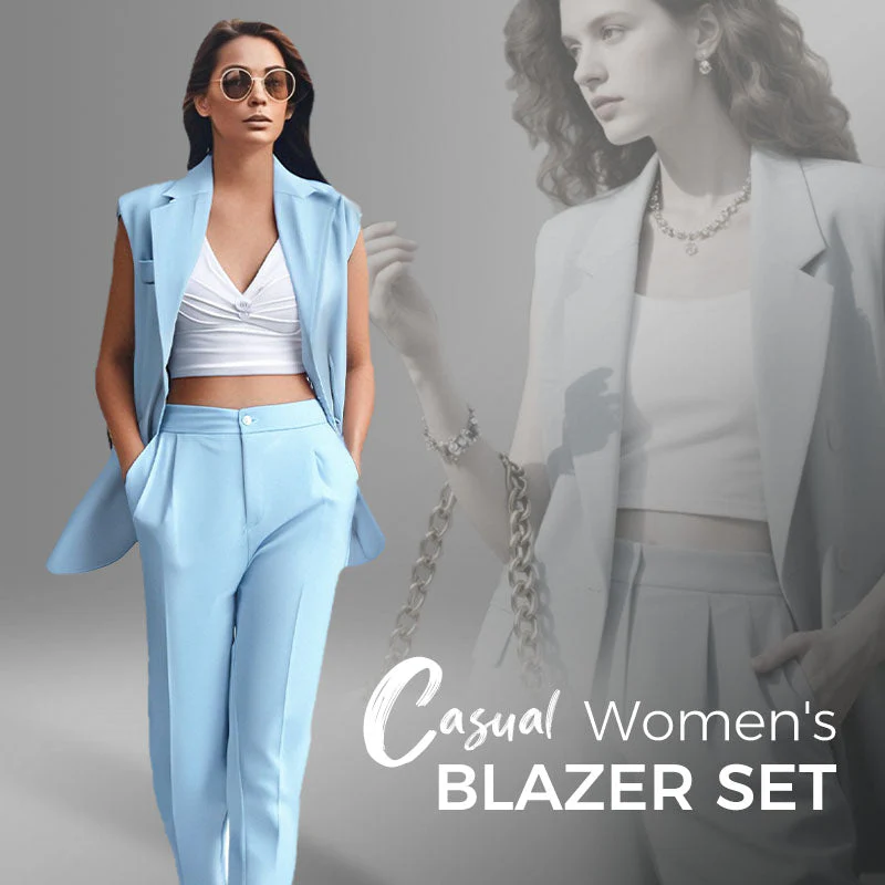 💖Women’s Stylish Sleeveless Blazer & High-Waisted Pants Set