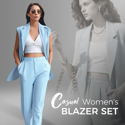 💖Women’s Stylish Sleeveless Blazer & High-Waisted Pants Set