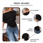 Women's Asymmetrical Off-Shoulder Batwing Sleeve Top👚