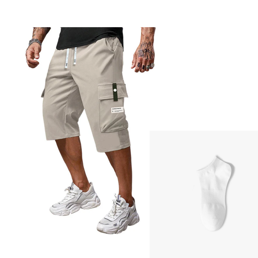 Men's Casual Drawstring Capri Cargo Pants