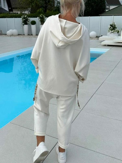🎉Women's Two-Piece Solid Color Hooded Sweatshirt Set