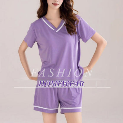 🔥30% OFF🔥Loose V-Neck Pajamas Set with Chest Pads