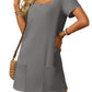👗Women's Casual Square Neck Pocket Short Sleeve Dress with Pockets