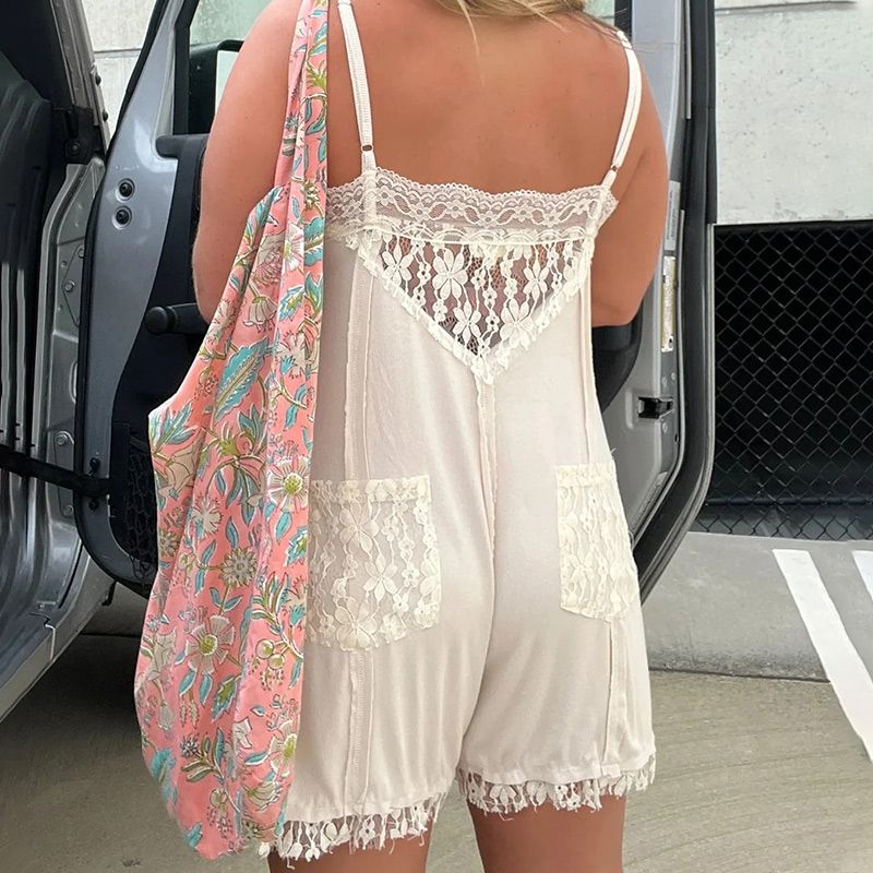 Women's Sexy V-Neck Lace Jumpsuit