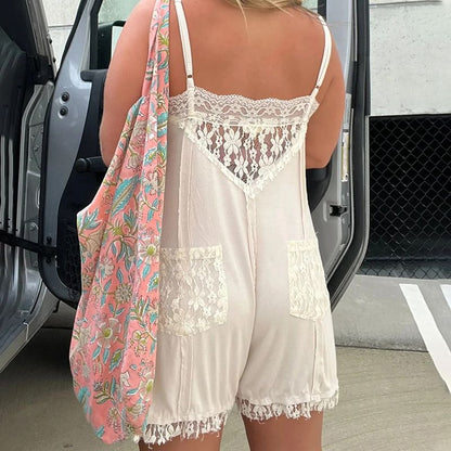 Women's Sexy V-Neck Lace Jumpsuit