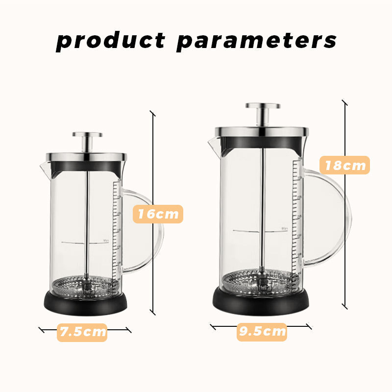 350ml/600ml French Press Coffee Maker With Scale, High-Heat Borosilicate Glass, Polished Stainless Steel