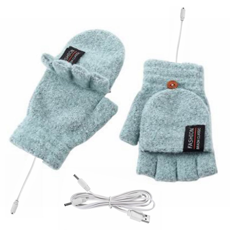 Winter USB Heated Warm Knitted Gloves